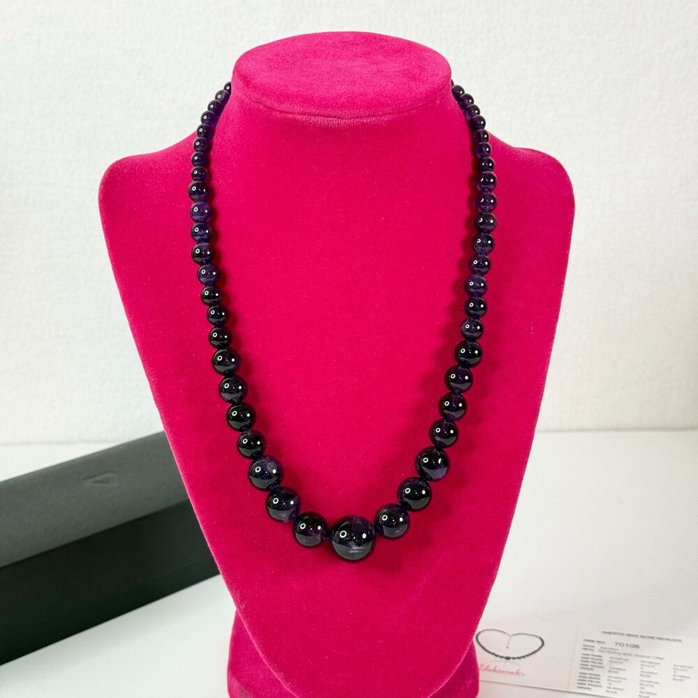 Amethyst Bead Silver Necklace | yahsarah | Gems TV | 925 Sterling Silver - Picture 12 of 12
